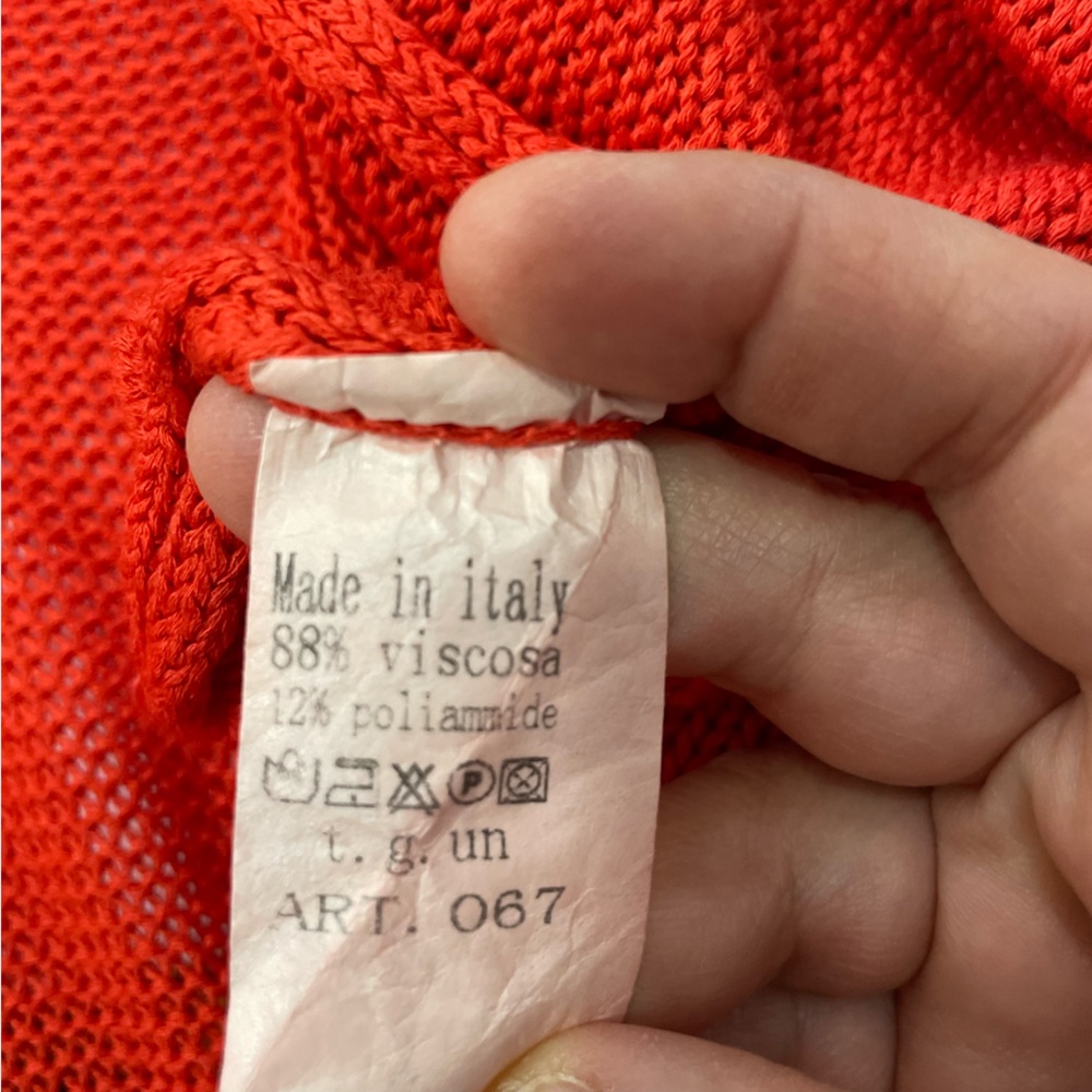 NWT Natacha Paris Open Front Long Sleeve Bold Red Orange Knit Hooded Cardigan - Picture 8 of 11